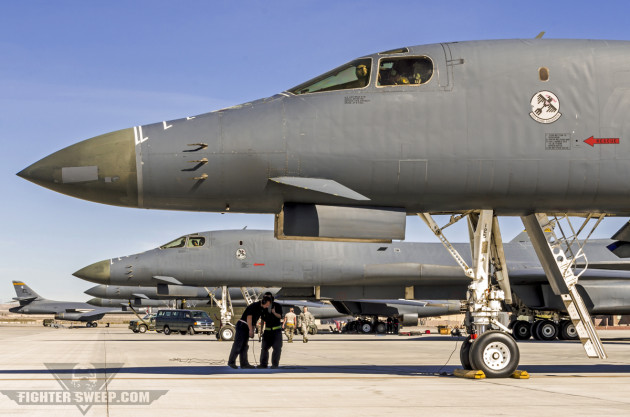 B-1Bs from the 28th Bomb Wing at Ellsworth AFB, South Dakota, prior to launch for a Green Flag-West mission.