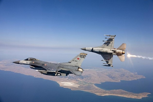 Turkish Air Force F-16C Fighting Falcons, seen here, engaged the Russian Su-24M2 as it violated their country's airspace. (Photo courtesy of Turkish Air Force)