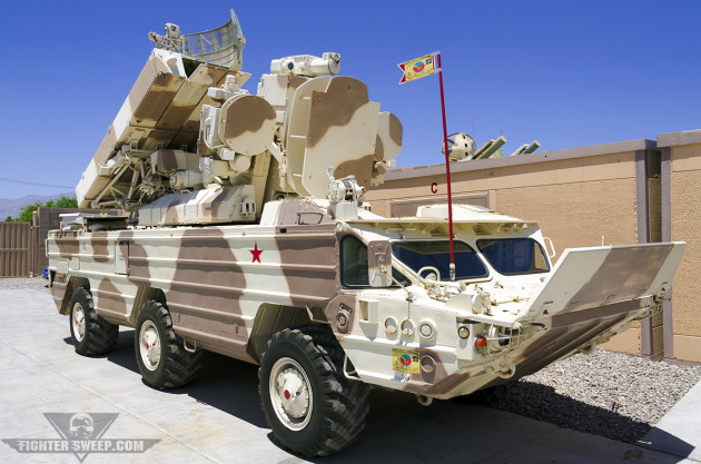 A Russian-built SA-8 "Gecko" on display at Nellis Air Force Base's Threat Training Center. (Photo by Scott Wolff)