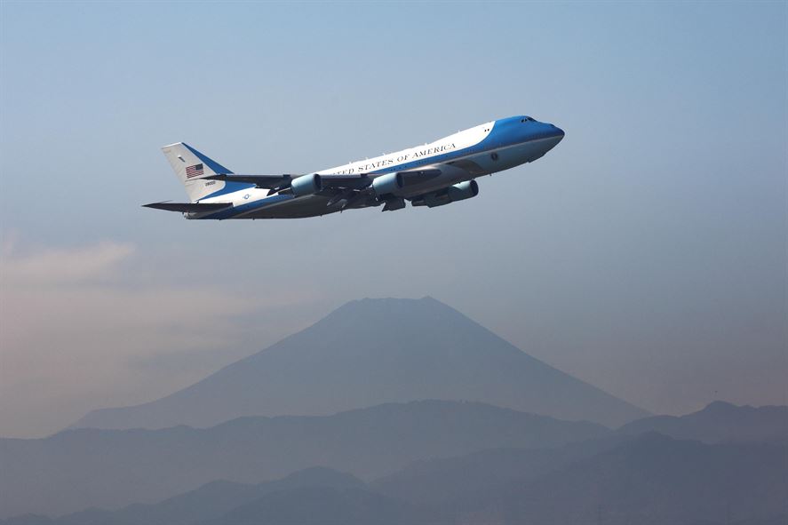 Air Force One Departs Yokota Air Base, Japan