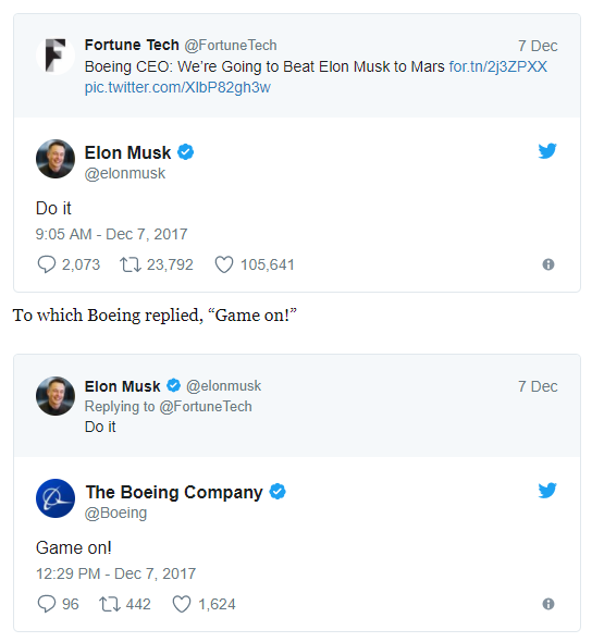 Boeing CEO Dennis Muilenburg Says They Will Beat Elon Musk ...